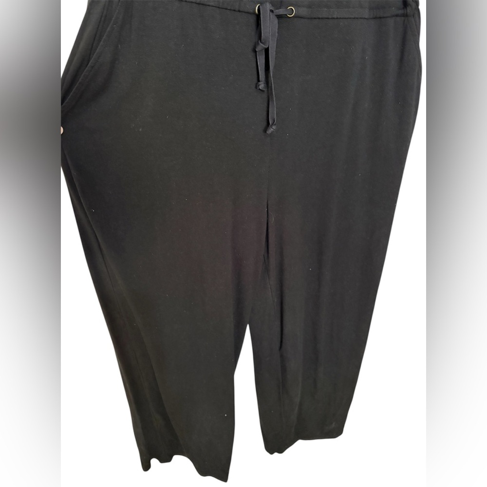 Eileen Fisher Black Cotton Sleeveless Jumpsuit Elastic Waistband Womens Medium - Picture 5 of 12